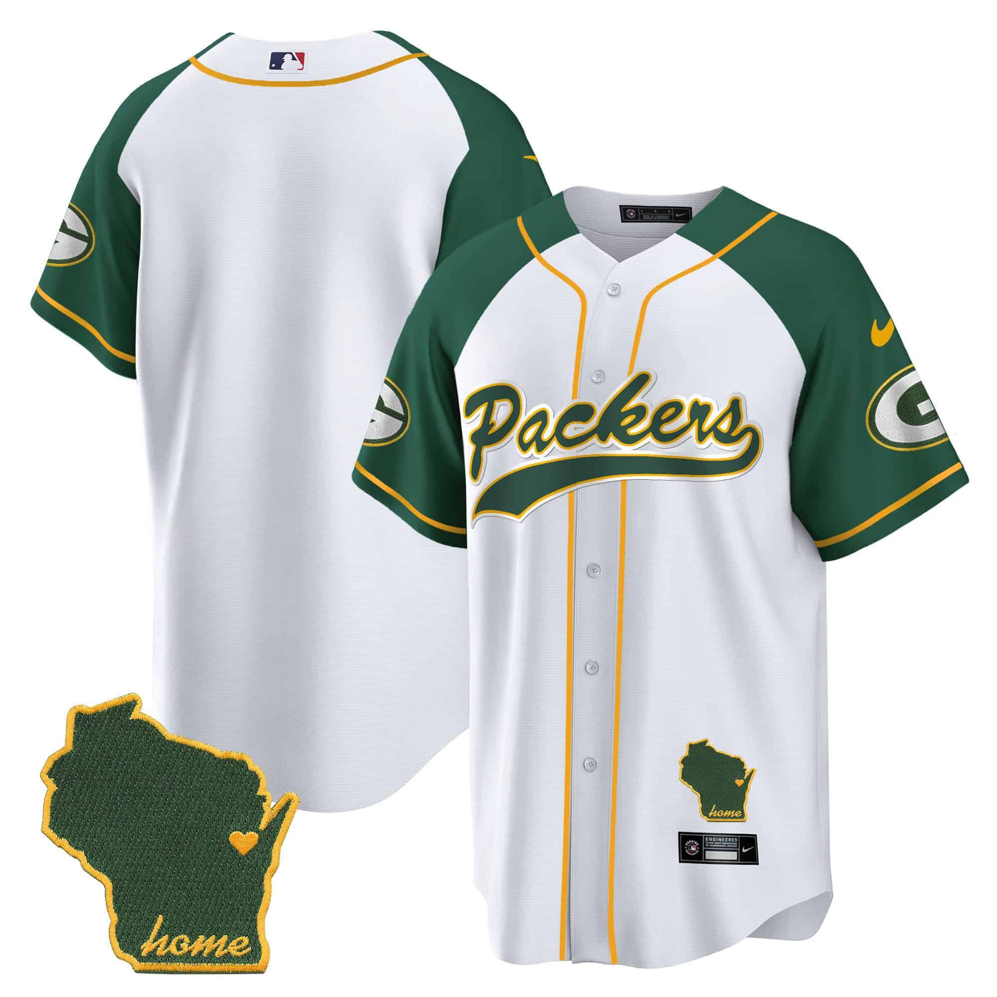 Men Green Bay Packers Blank White 2024 Nike Home Patch Baseball NFL Jersey style 1->customized nfl jersey->Custom Jersey